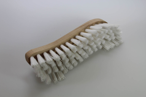 Scheuerbürste / Nylon weich, weiß, Holzkörper